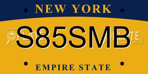 S85SMB New York License Plate