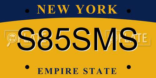 S85SMS New York License Plate