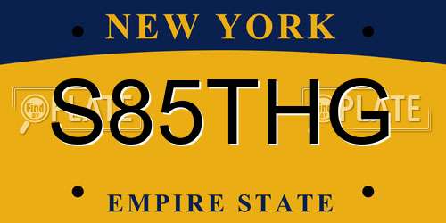 S85THG New York License Plate