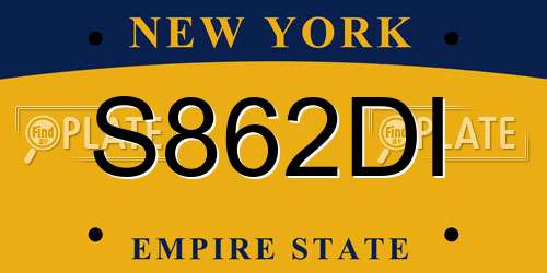 S862DI New York License Plate