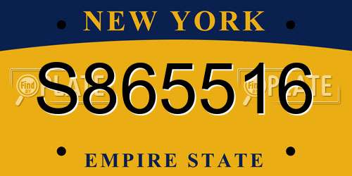 S865516 New York License Plate