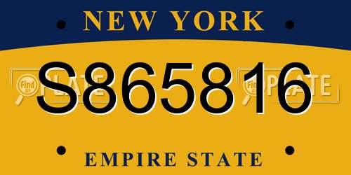 S865816 New York License Plate