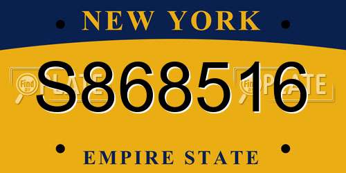 S868516 New York License Plate