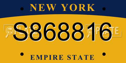 S868816 New York License Plate
