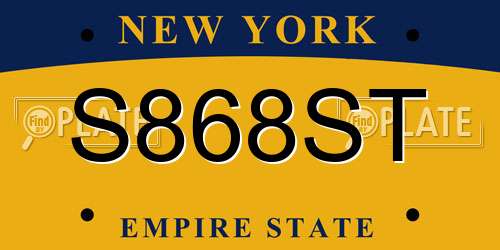 S868ST New York License Plate