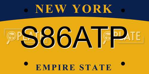 S86ATP New York License Plate