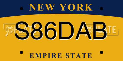S86DAB New York License Plate