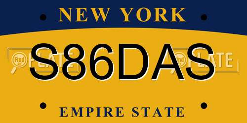 S86DAS New York License Plate