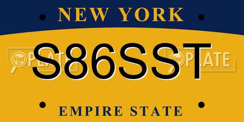 S86SST New York License Plate