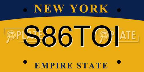 S86TOI New York License Plate