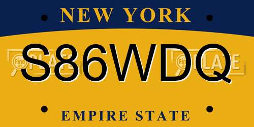S86WDQ New York License Plate