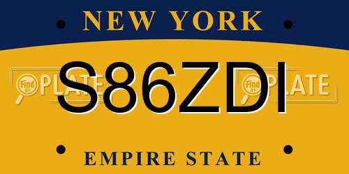 S86ZDI New York License Plate