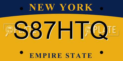 S87HTQ New York License Plate