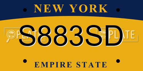 S883SD New York License Plate