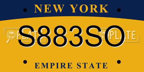 S883SO New York License Plate