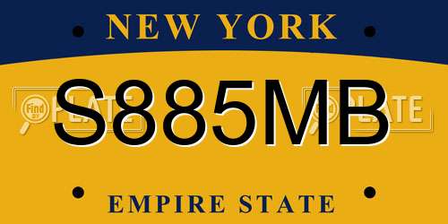 S885MB New York License Plate