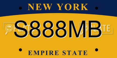 S888MB New York License Plate