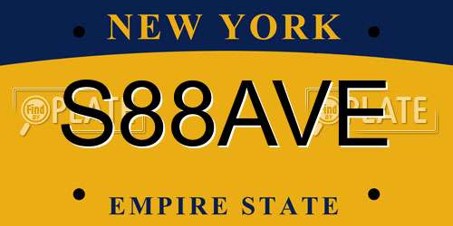 S88AVE New York License Plate