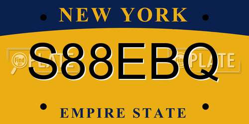 S88EBQ New York License Plate