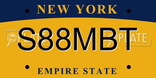 S88MBT New York License Plate