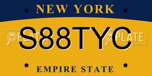 S88TYC New York License Plate