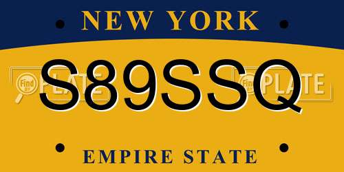 S89SSQ New York License Plate