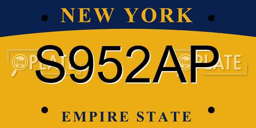 S952AP New York License Plate