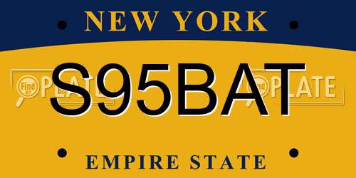 S95BAT New York License Plate