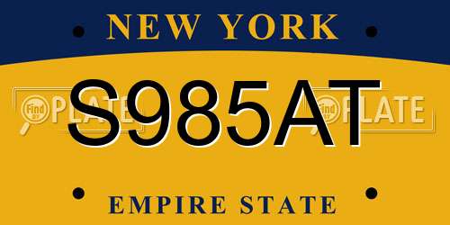 S985AT New York License Plate