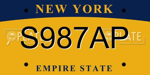 S987AP New York License Plate