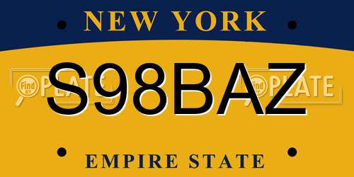 S98BAZ New York License Plate
