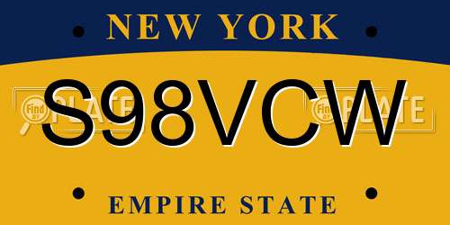 S98VCW New York License Plate