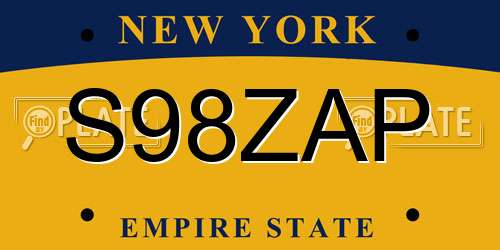 S98ZAP New York License Plate
