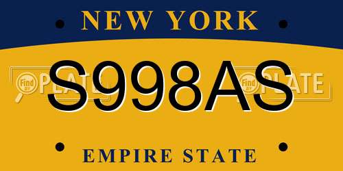 S998AS New York License Plate