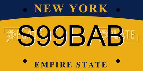 S99BAB New York License Plate