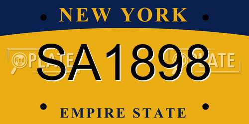 SA1898 New York License Plate