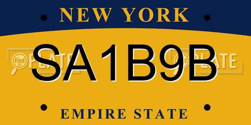 SA1B9B New York License Plate