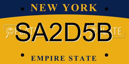 SA2D5B New York License Plate