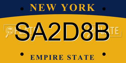 SA2D8B New York License Plate