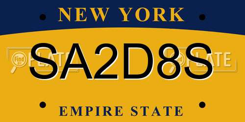 SA2D8S New York License Plate