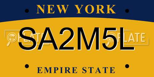 SA2M5L New York License Plate