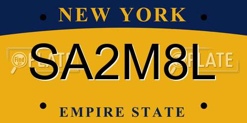 SA2M8L New York License Plate
