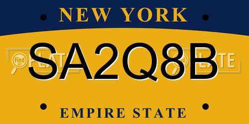 SA2Q8B New York License Plate