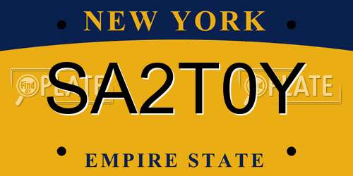 SA2T0Y New York License Plate