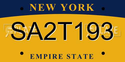 SA2T193 New York License Plate