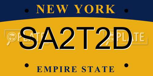 SA2T2D New York License Plate