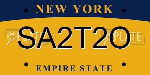 SA2T2O New York License Plate
