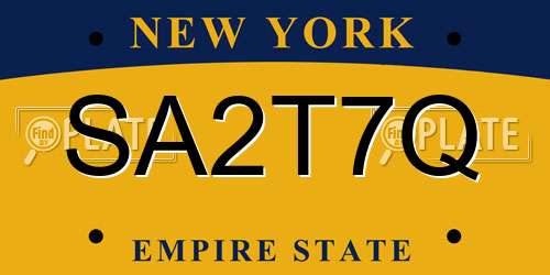 SA2T7Q New York License Plate