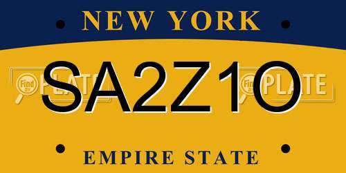 SA2Z1O New York License Plate