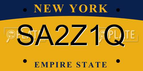 SA2Z1Q New York License Plate